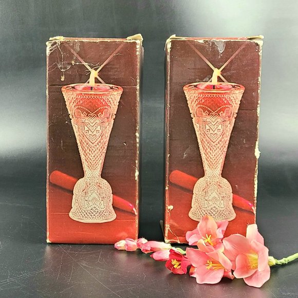 Vintage - New Avon "Heart & Diamond" Convertible Candlestick - Set of 2 - Picture 3 of 11